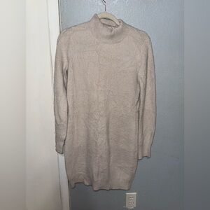 Cozy Cream Turtleneck Sweater dress